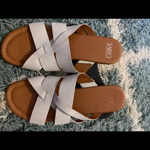 3 for $24 — White Leather Sandals
